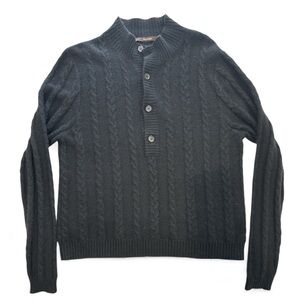 Billy Reid Cashmere Wool Black Pullover Cable Sweater Lux Classic Men’s L